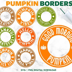 8 Fall Pumpkin 24oz Venti Cold Cup Svg Bundle, Autumn Vibes Cold Cup Svg, Hello Pumpkin SVG Coupes personnalisées Téléchargement numérique