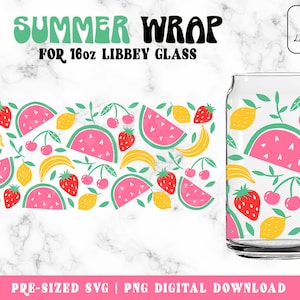 Erdbeeren Libbey Glas svg, Wassermelone Svg 16oz Glas kanne svg, Sommer KaffeeDose Glas Wrap, Erdbeere Svg, Früchte Svg, Digital Download