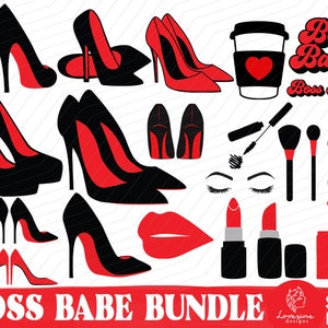 Red Bottom Stiletto Heels SVG Design Bundle, Boss Babe Svg, High Heel Svg, Stiletto SVG, Red Stiletto SVG, Bundle Svg de maquillage, Lash svg