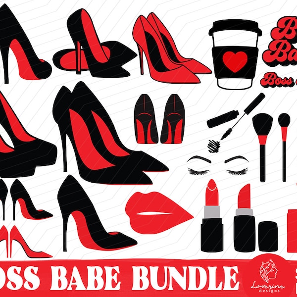 Red Bottom Stiletto Heels SVG Design Bundle, Boss Babe Svg, High Heel Svg, Stiletto SVG, Red Stiletto SVG, Makeup Svg Bundle, Lash svg