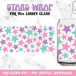 Sterren Svg Libbey glas svg, Celestial Svg 16oz Glas blik svg, Sterren Patroon Koffie Blik glas wrap, Night Sky svg, Digitale Download