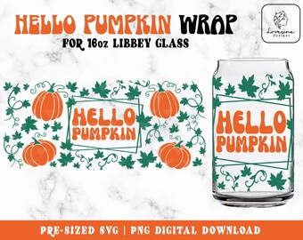 Hello Pumpkin Glass Can SVG, Fall Thanksgiving Design (Digital Download)