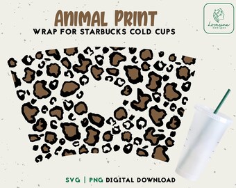 SVG léopard enveloppant pour tasse froide Venti 24 oz (téléchargement numérique)