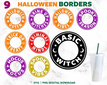 Lot de tasses froides Halloween SVG, designs effrayants de tasses Venti (téléchargement numérique)