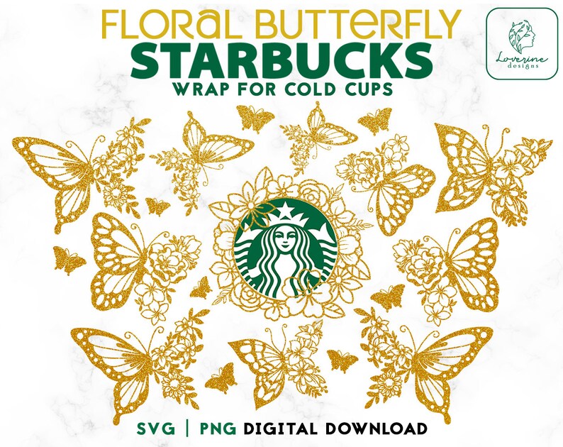 Download Clip Art Butterfly Svg Starbucks Cup Svg Floral Butterfly Starbucks Cold Cup Svg Butterlies Full Wrap Starbucks Venti 24oz Svg Digital Download Art Collectibles