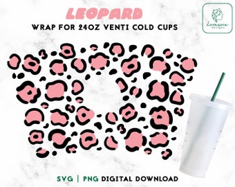 Emballage de tasse froide à imprimé léopard SVG – Venti Cup 24 oz (téléchargement numérique)