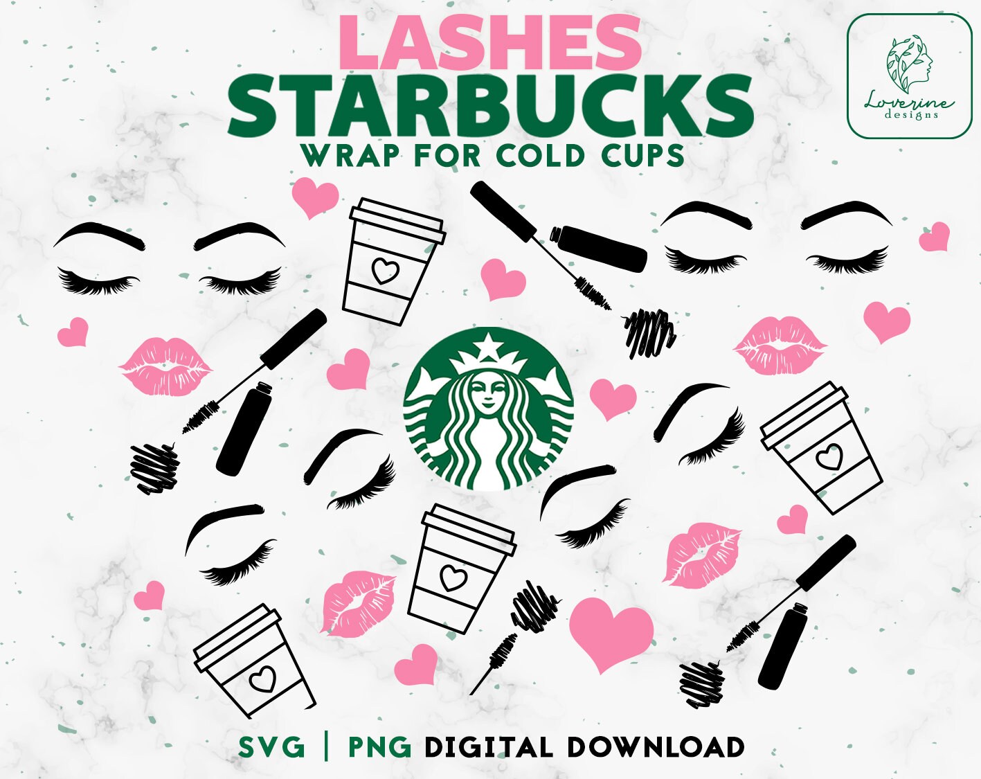 Download Lashes and Coffee Full Wrap SVG Lips Full Wrap Starbucks ...