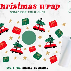 Christmas 24oz Venti Cold Cup Svg - Merry Christmas Cold Cup SVG - Christmas Tree Wrap For 24oz Venti Cold Cups, Stars svg Digital Download