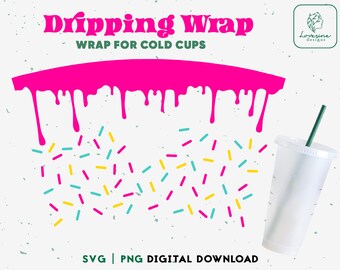 Donut Dripping Full Wrap SVG, Donut Svg 24oz Venti Cold Cup, Cold Cup Svg, Svg File, Cut File Digital Download