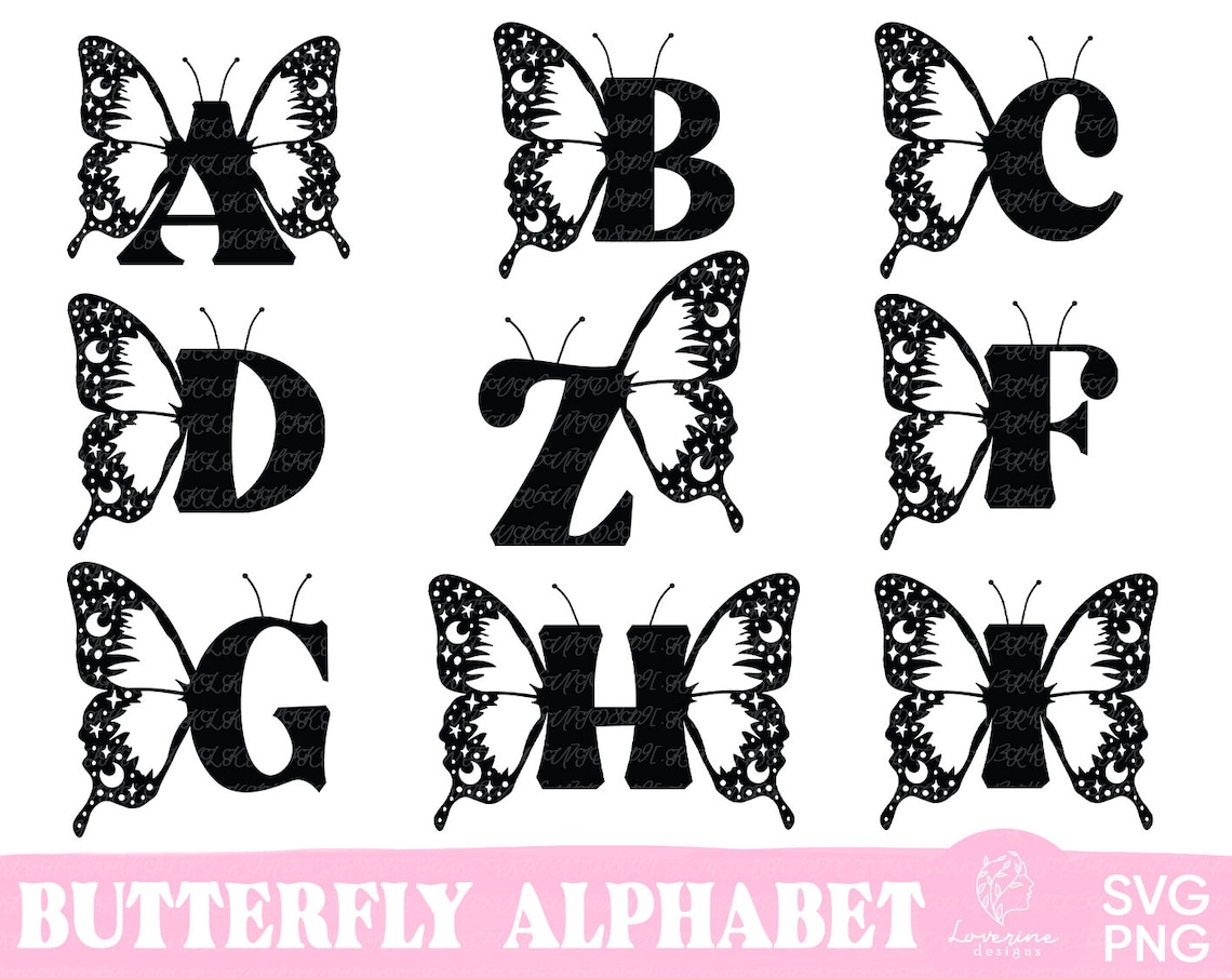 Butterfly Monogram Alphabet SVG Alphabet Svg Butterfly - Etsy