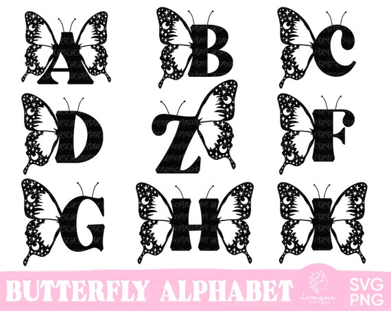 Butterfly Monogram Alphabet SVG Alphabet Svg Butterfly - Etsy