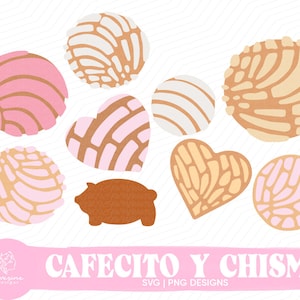 Cafecito Y Chisme SVG Design, Concha SVG Mexican Sweet Bread SVG Bundle, Pan Dulce Svg Files For Cricut - Digital Download