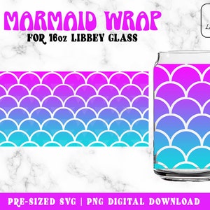 Meerjungfrau Libbey Glas svg, Mermaid Tail Svg 16oz Glas svg, Kaffeedose Glas Wrap, Meerjungfrau svg, Digital Download