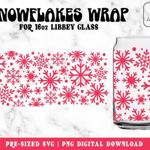 Snowflakes Libbey glass svg, Christmas Snow 16oz Glass can svg, Merry Christmas svg Coffee Can glass wrap, Snowflake svg, Winter Svg Digital