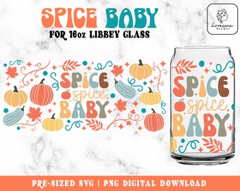 Pumpkin Spice Libbey Glass SVG, Fall Coffee Cup Wrap (Digital Download)