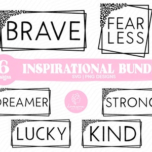 Inspirational Bundle Frame SVG Bundle, Double Frame SVG, Strong svg, Brave svg, Be kind svg, Leopard svg, Inspirational SVG Digital Download