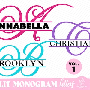 Plottermonogramm Svg Bundle, Fancy Split Monogramm SVG, Alphabet svg, Schriftart SVG, Plotter monogramm SVG, Monogramm SVG, Monogramm SVG, Cricut