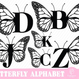 Butterfly Monogram SVG Alphabet, Monogram Svg Font, Alphabet Svg ...