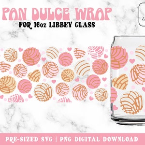 Cafecito y Chisme Libbey glass svg, Mexican Bread 16oz Glass can svg, Pan dulce Svg glass can, Concha beer glass svg - Digital Download