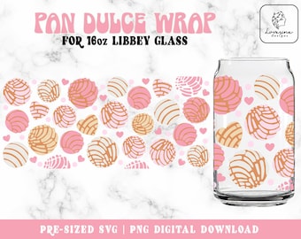 Cafecito y Chisme Libbey Glass SVG, Pan Dulce Wrap (Digital Download)