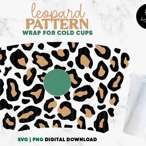 Animal Print 24oz Venti Cold Cup SVG - Wzór lamparta svg, Cheetah Cold Cup SVG, Cheetah Full Wrap Venti 24oz - Pobieranie cyfrowe