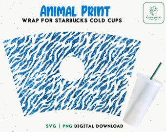 Impression léopard coupe froide Wrap SVG, modèle Venti 24 oz (téléchargement numérique)