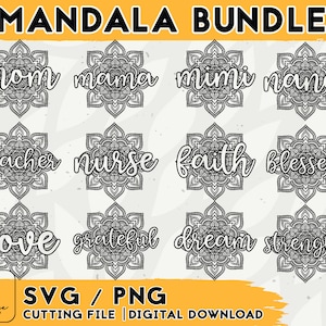 Mandala SVG Bundle - Mandala Svg Design - Mandala Svg Files For Cricut - Téléchargement numérique