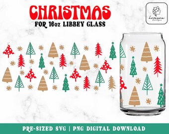 Christmas Tree Libbey Glass SVG, 16oz Can Template (Digital Download)