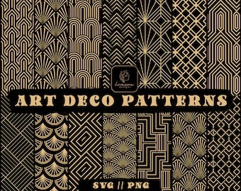 Art Déco Pattern SVG Fichiers pour Cricut - Gatsby Art Deco Pattern SVG - Art Deco Bundle Svg Files, Art Déco Digital Paper - Téléchargement numérique