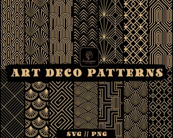 Art Déco Pattern SVG Fichiers pour Cricut - Gatsby Art Deco Pattern SVG - Art Deco Bundle Svg Files, Art Déco Digital Paper - Téléchargement numérique