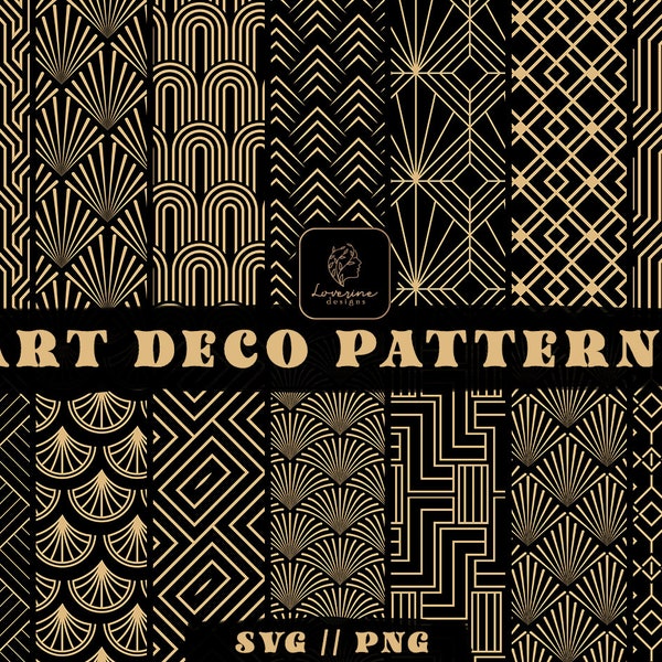 Art Déco Pattern SVG Fichiers pour Cricut - Gatsby Art Deco Pattern SVG - Art Deco Bundle Svg Files, Art Déco Digital Paper - Téléchargement numérique