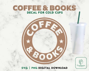 Coffee & Books Cup SVG, Caffeine Queen Venti Cold Cup (Digital Download)