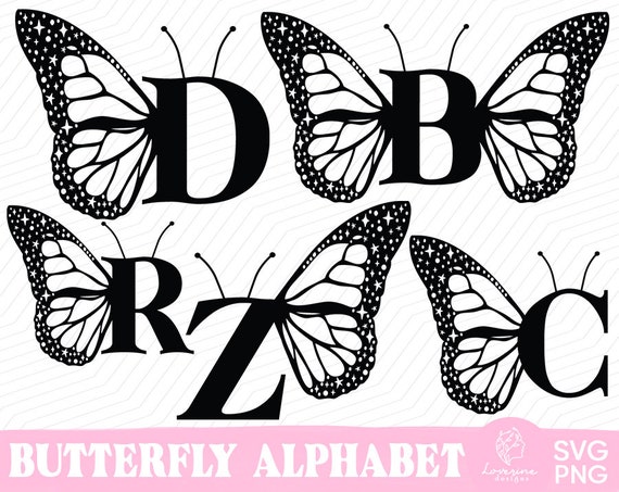 Butterfly Monogram SVG Alphabet Monogram Svg Font Alphabet - Etsy
