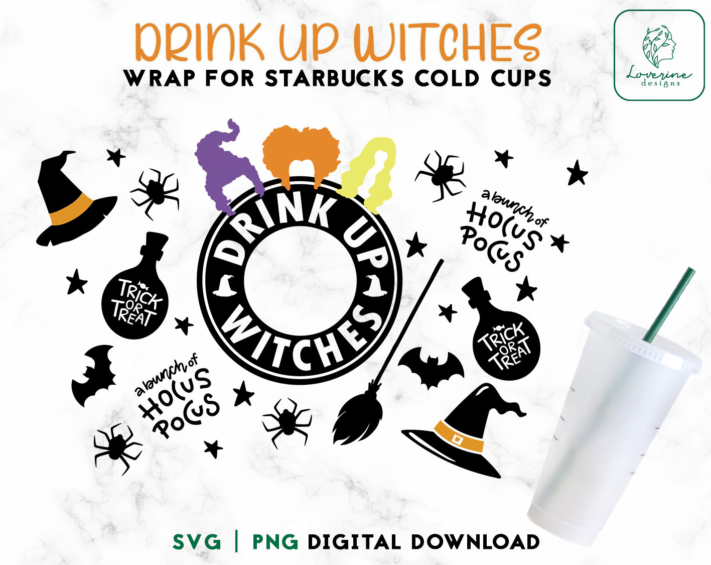DIY Hocus Pocus Starbucks Cup Wrap (Free Cricut Design)