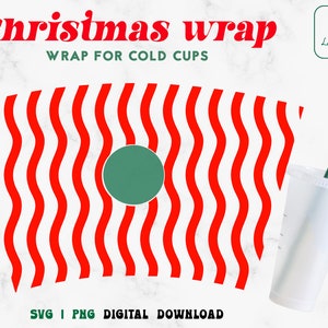 Christmas SVG Cup, Christmas Pattern Wrap Svg, Full Wrap Svg, 24oz Venti Cold Cup Svg, Instant Download