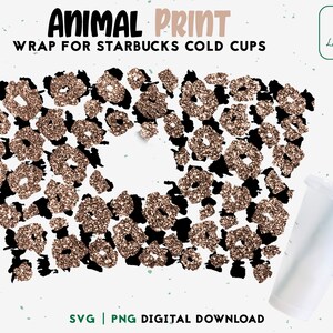 Leopard 24oz Venti Cold Cup SVG, Animal Print Wrap Svg Cup Svg, Cold Cup Svg, Cut File Instant Download