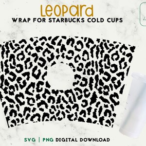 Pełny nadruk zwierzęcy na 24-uncjowy kubek Venti Cold Cup SVG, kubek Cold Cup SVG, otulacz w panterkę SVG, pełny otulacz SVG, Venti 24 oz natychmiastowe pobranie