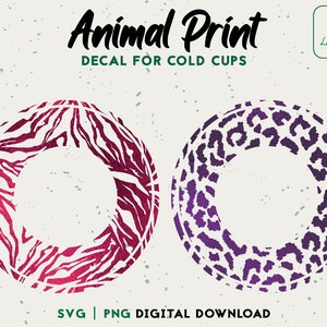 Panterka SVG 24oz Venti Cold Cup Svg, Animal Print Cold Cup SVG, spersonalizowany kubek z lampartem, cyfrowe pobieranie obramowania z lampartem