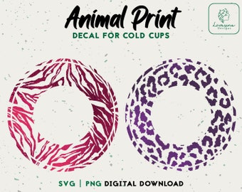 Leopard Print Cold Cup SVG, Venti Cup Border (Digital Download)