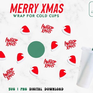 Christmas 24oz Venti Cold Cup Svg - Merry Christmas Cold Cup SVG - Santa Wrap For 24oz Venti Cold Cups Digital Download