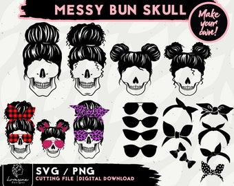 Messy Bun Skull SVG Bundle – Mom & Kid Life Designs (Digital Download)