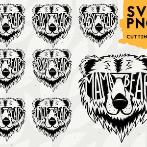 Bear With Sunglasses SVG Design Bundle - Bear Svg Fichiers pour Cricut, Mama Bear Svg - Téléchargement numérique