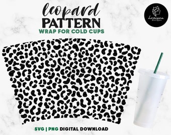 Impression léopard coupe froide Wrap SVG, motif guépard, 24 oz Venti (téléchargement numérique)