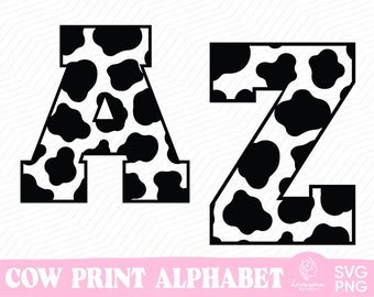 Cow Print Alphabet SVG Bundle, Font SVG