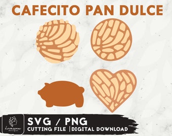 Cafecito Y Chisme SVG, Pan Dulce Concha, mexikanskt sött bröd (digital nedladdning)