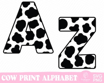 Cow Print Alphabet SVG Bundle, Font Cut Files