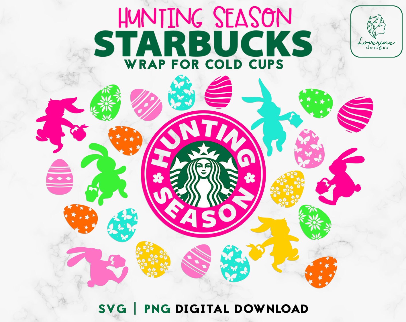 Easter Bunny SVG Starbucks Cup Eggs Hunting Season Starbucks | Etsy