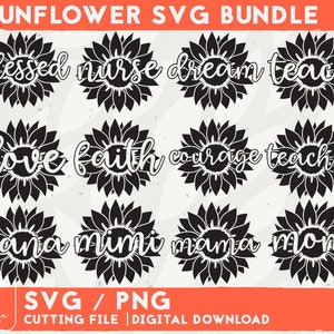Sunflower SVG Bundle - Sunflower Svg Design - Sunflower Svg Files For Cricut - Téléchargement numérique