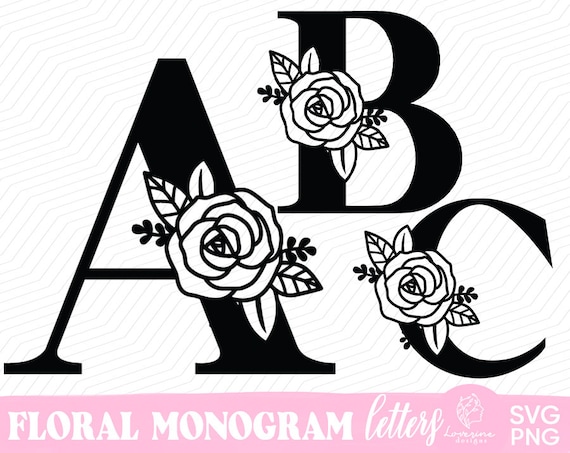 Rose Monogram SVG Alphabet Floral Monogram Svg Font Alphabet 