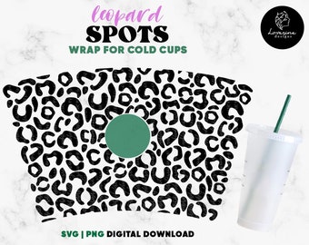 Emballage de tasse froide à imprimé léopard SVG – Modèle Venti 24 oz (téléchargement numérique)